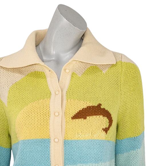 HOUSE OF SUNNY Women's Soul Surfer Cardigan dolphin multi color sz 4 NWT - Picture 9 of 12